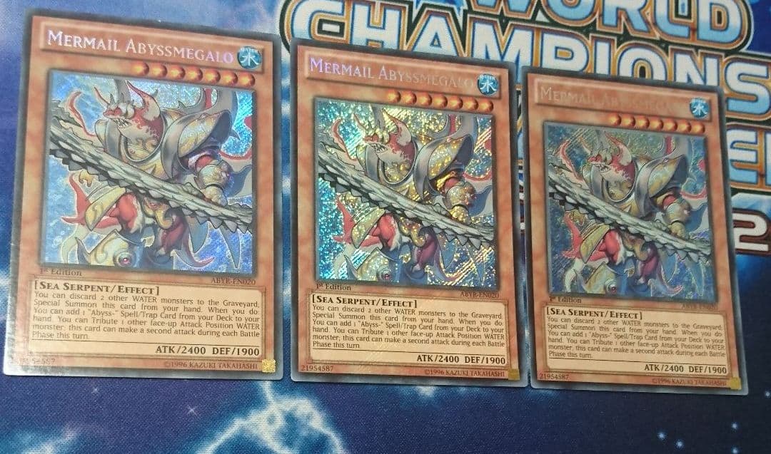 遊戯王 水精鱗－メガロアビス 英語　EU版1stシークレット 3枚　ABYR