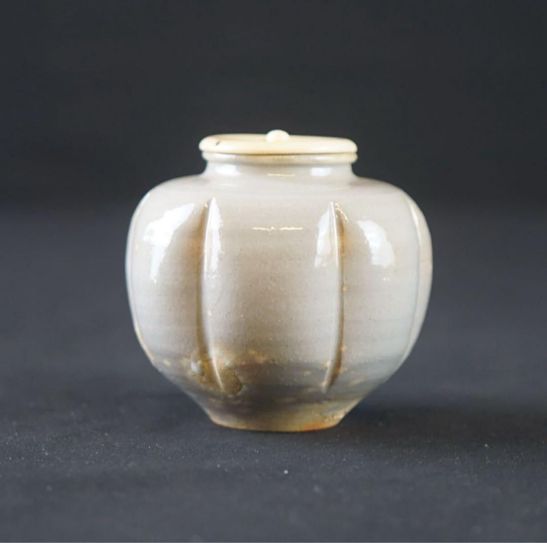 十四代 朝日豊斎 鹿背柑子形 茶入 共箱 仕覆付 茶道具 保証品