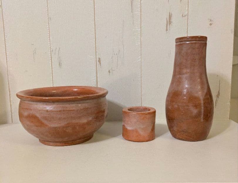 茶道具　建水　蓋置　杓立　三楽作　赤楽