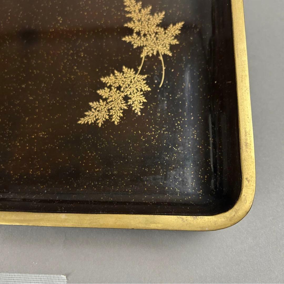 蒔絵黒漆盆 2点　美術品　工芸品　骨董品　漆箱　硯箱