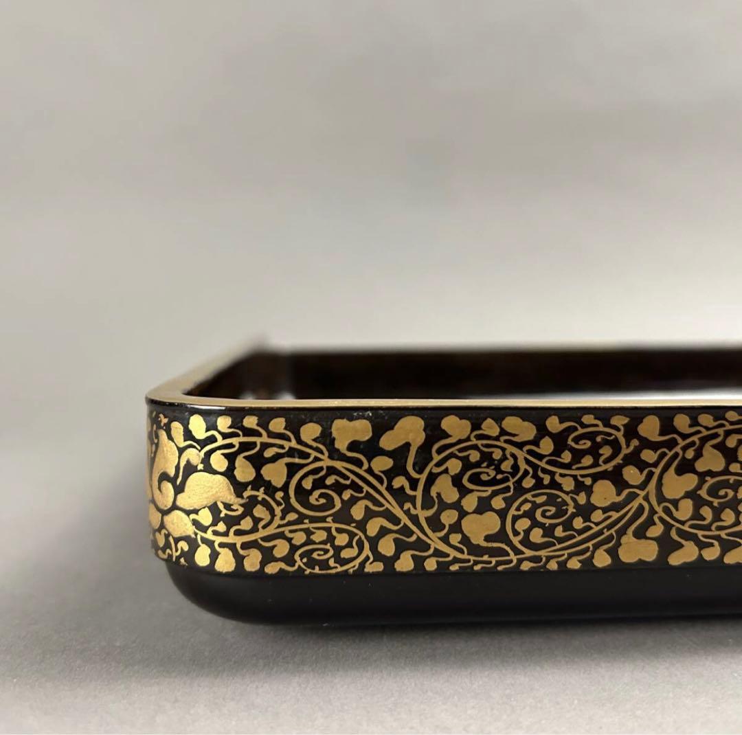 蒔絵黒漆盆 2点　美術品　工芸品　骨董品　漆箱　硯箱