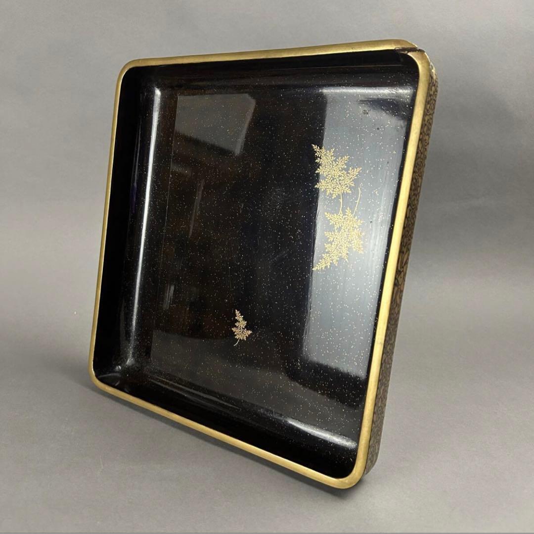 蒔絵黒漆盆 2点　美術品　工芸品　骨董品　漆箱　硯箱