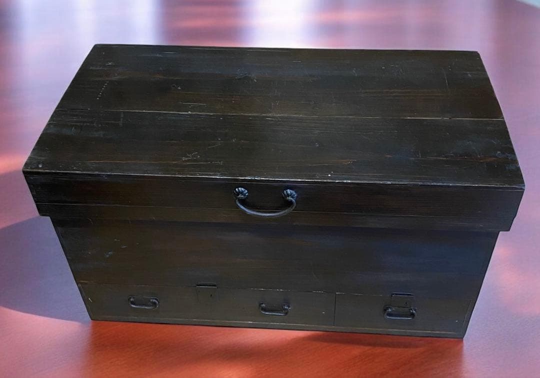 佐賀の古民家より★アンティーク　骨董★李朝箪笥　バンダジ　収納箱