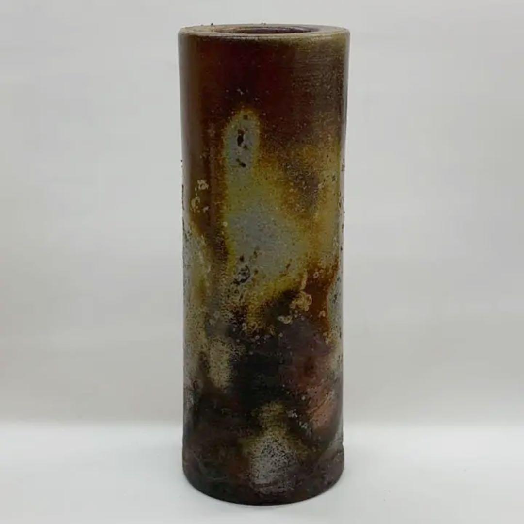 【花入6】備前6  筒形　　松園　　高さ23㎝