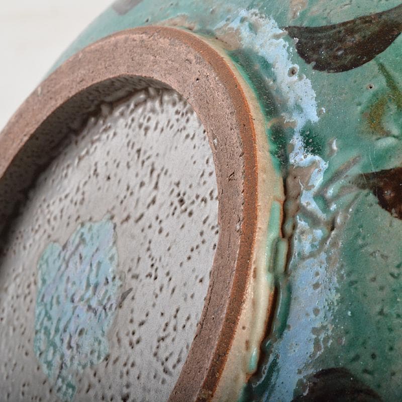 九谷焼　古九谷　青手九谷　草文　菓子鉢　時代箱付　V　R7129