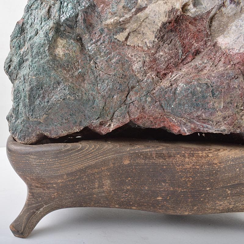 天然石　鑑賞石　菊花石　置物　重さ約24.8kg　唐木台付　F　R6820F