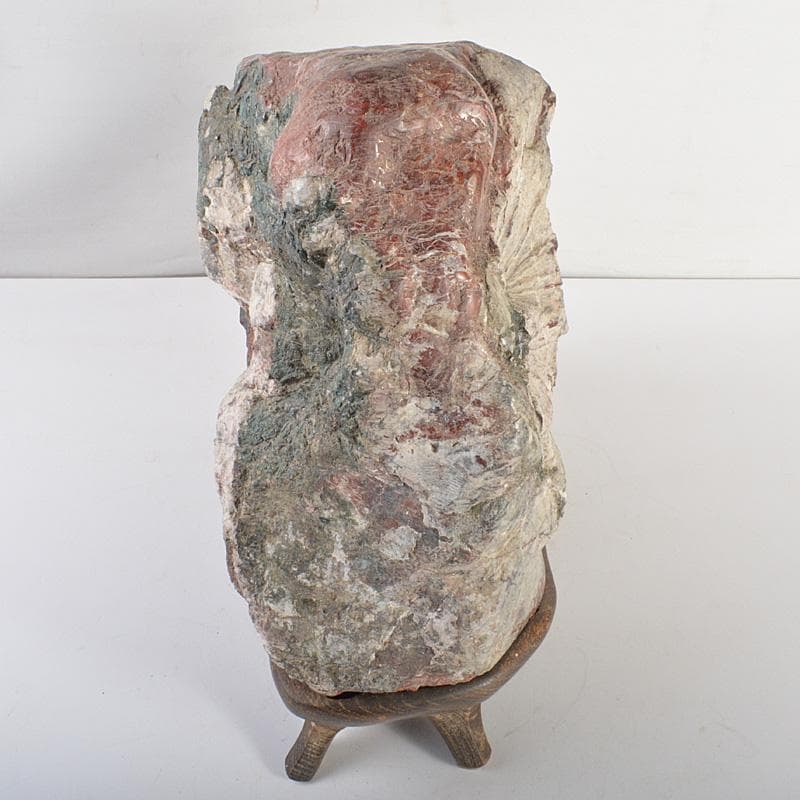 天然石　鑑賞石　菊花石　置物　重さ約24.8kg　唐木台付　F　R6820F