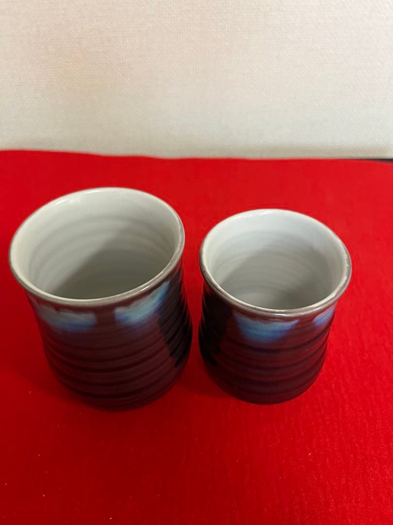 人間国宝 三代 徳田八十吉 （正彦銘） ゆのみ 共箱付き T281 夫婦湯呑み