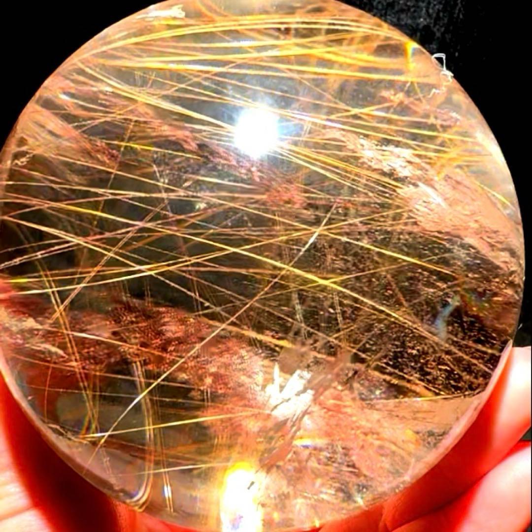 超特大‼️81mm ゴールドルチルクォーツ　丸玉スフィア　金針水晶　パワーストーン