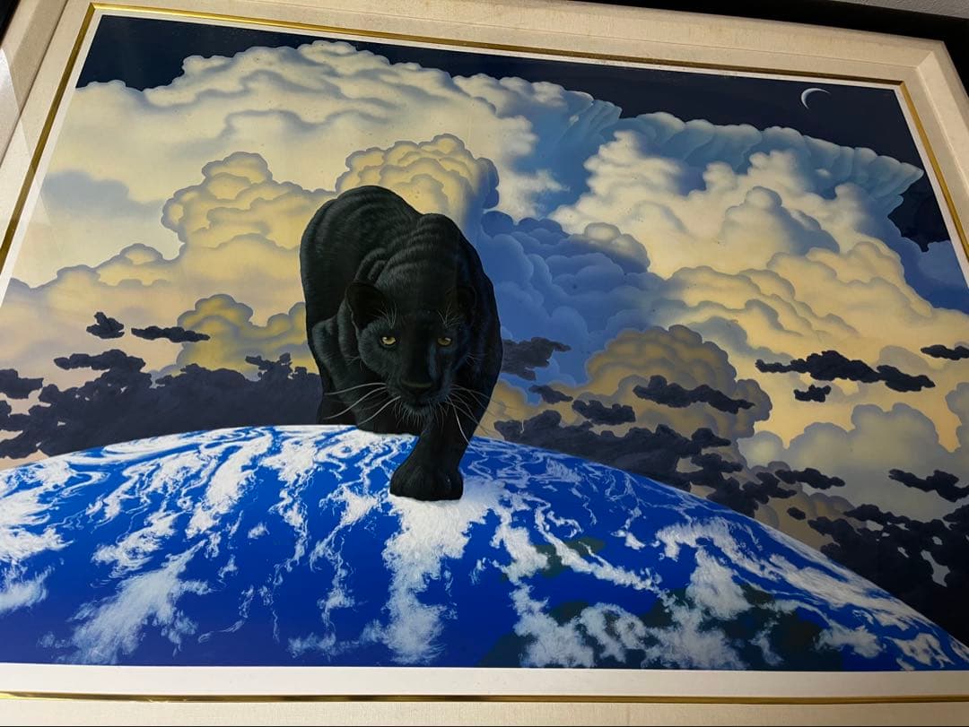 【希少価値の黒豹】シムシメール 「未来を探し求めて」美品 ジークレー 絵画 AP