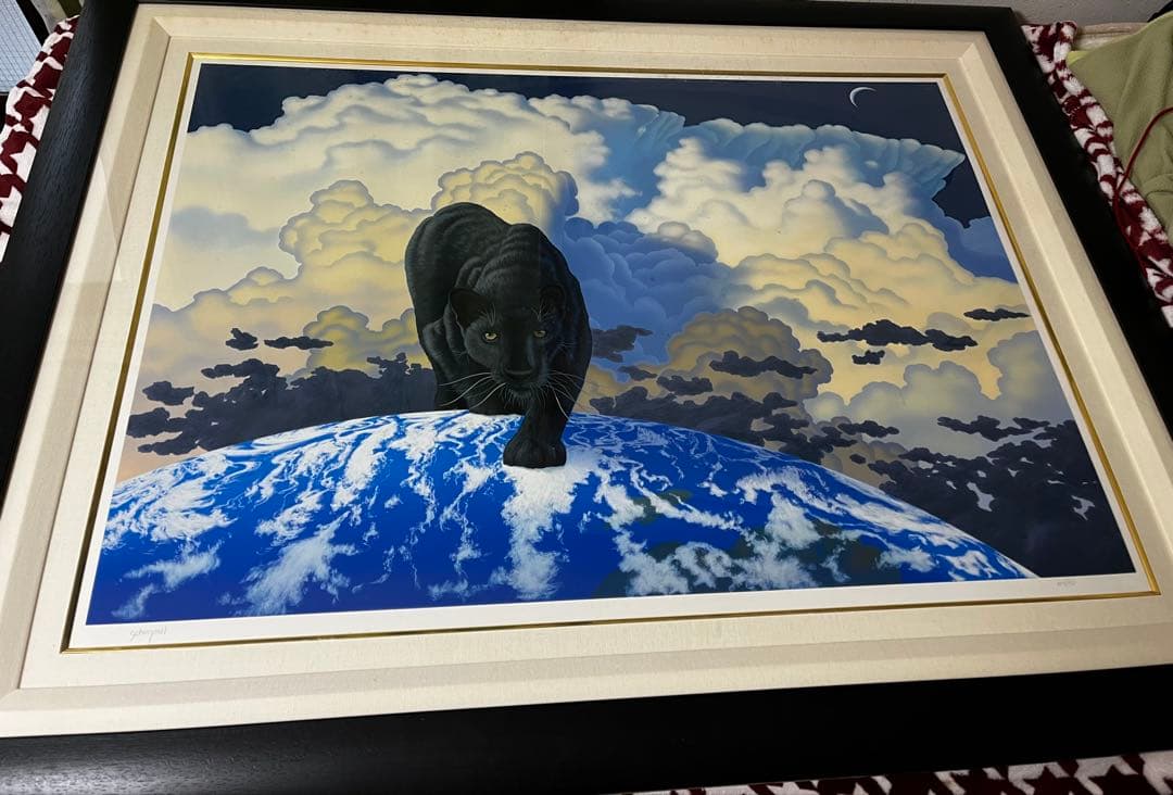 【希少価値の黒豹】シムシメール 「未来を探し求めて」美品 ジークレー 絵画 AP