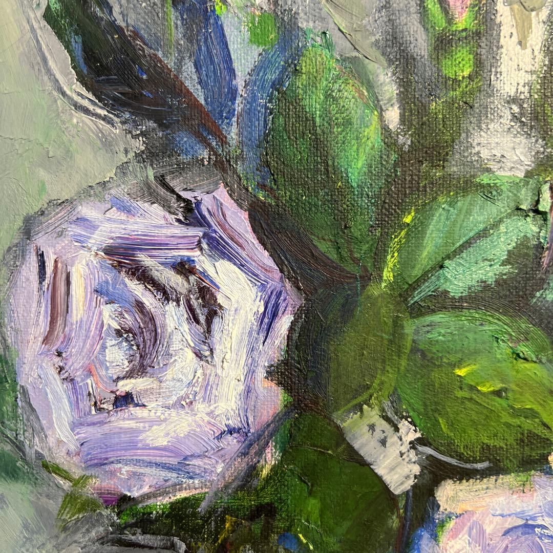 作者不詳　Hattari 油彩画 バラの花束