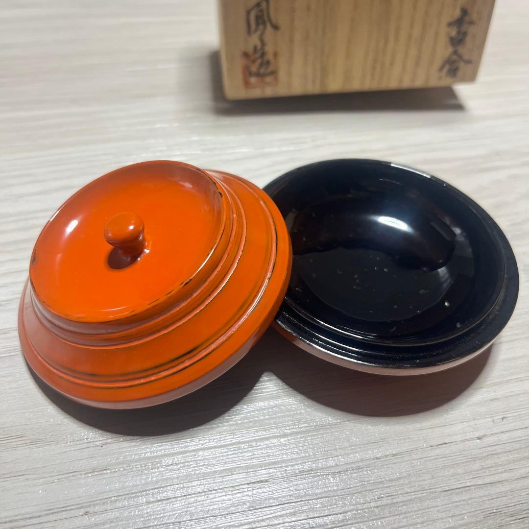 根来蒔絵 香合 キリギリス 共箱つき