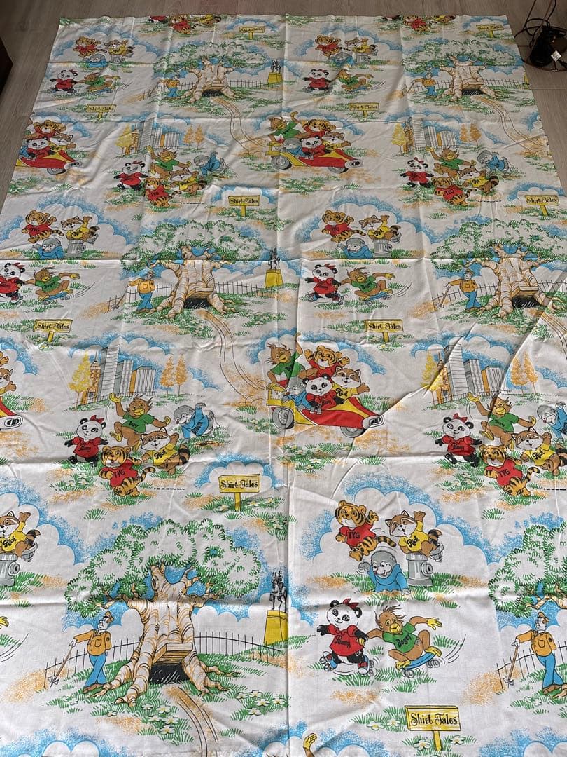 アニマル動物柄ヴィンテージ  シーツ　ムチャチャkeikiiiブーフーウー古着