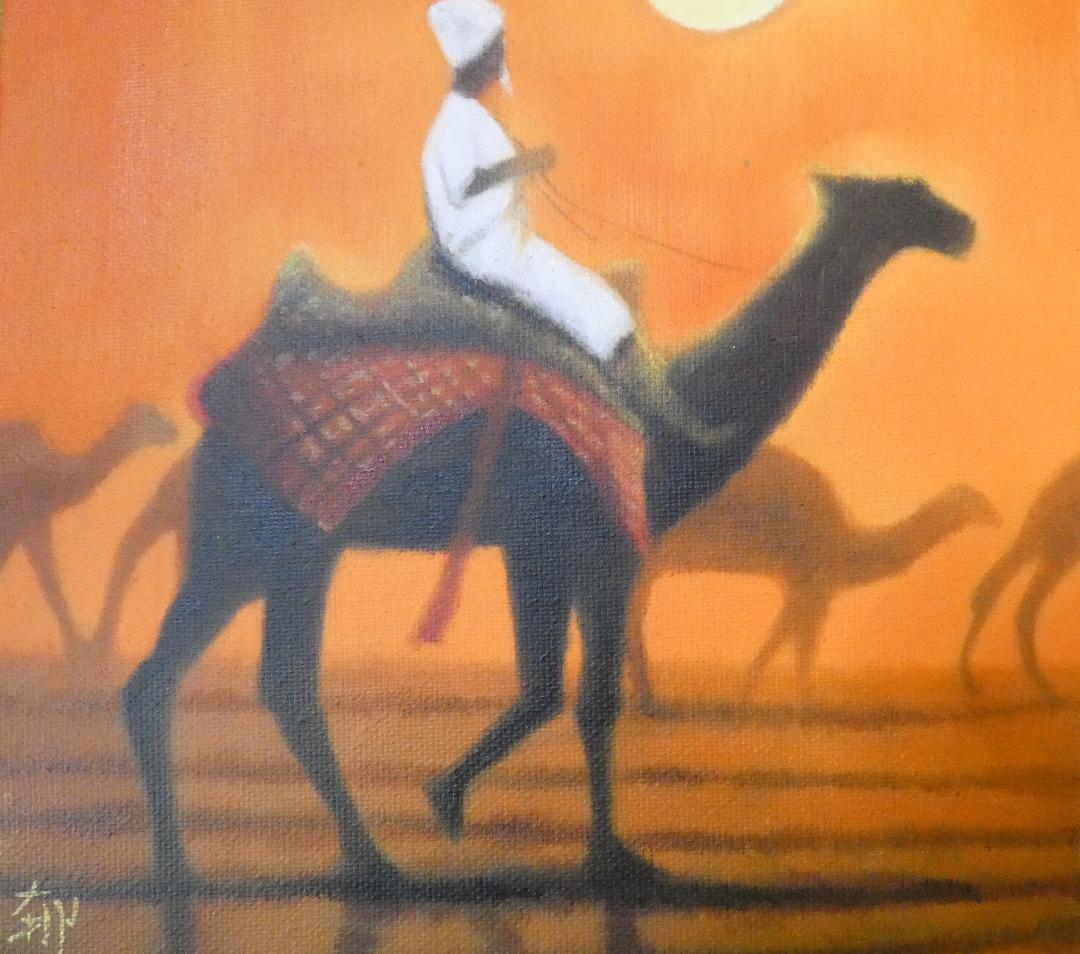 絵画 風景人物　平山郁夫　 F6 【　 風景人物　】肉筆 手描き　額付き