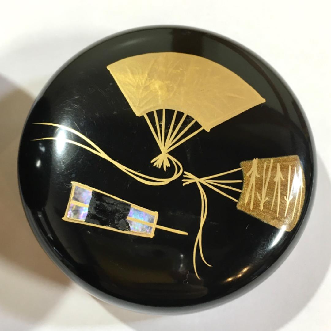 棗 黒扇面 螺鈿 茶入 茶道具 茶道 茶器 蒔絵 箱入り