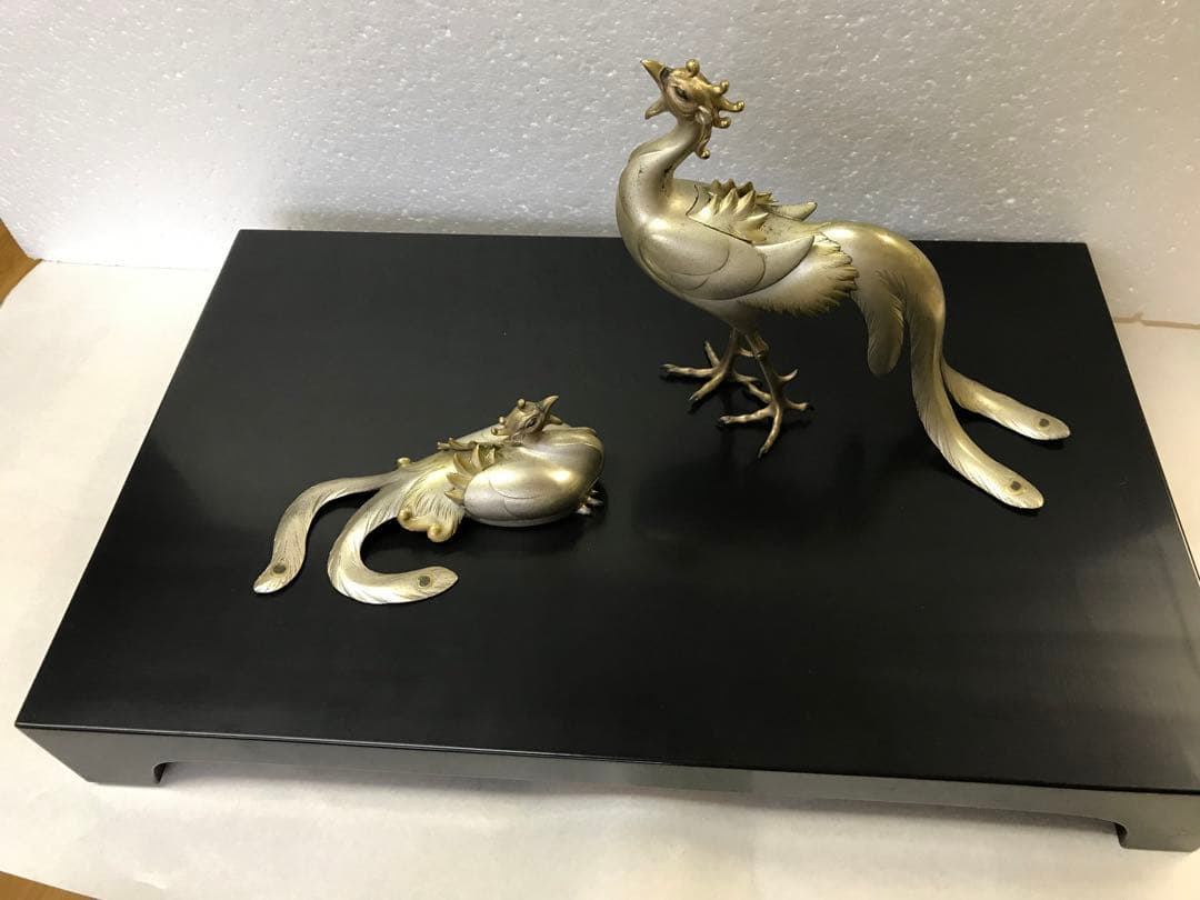 鋳銅:鳳凰置物(川和暁雲作)