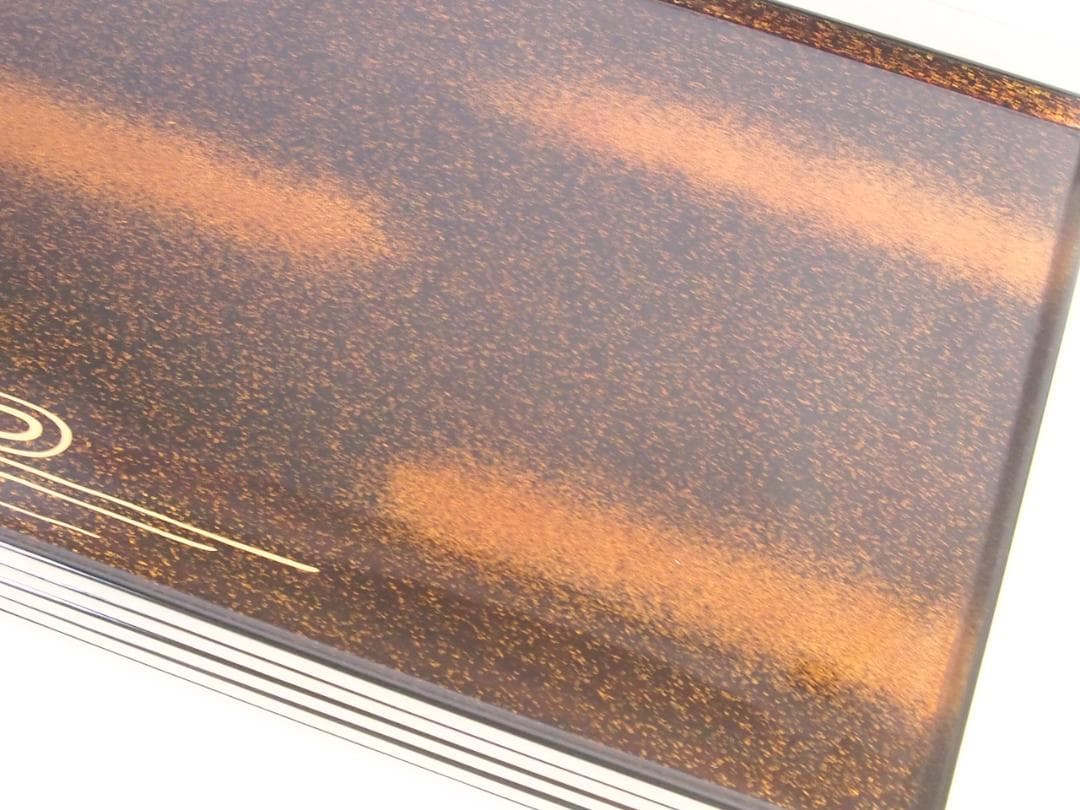 【未使用あり】輪島塗 長手脇引膳 5客 梨地霞/波蒔絵 卓上膳/懐石膳/会席膳