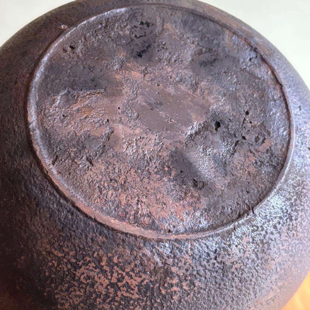 鉄製風炉釜 唐銅蓋 霰文 茶道具 茶釜 風炉用