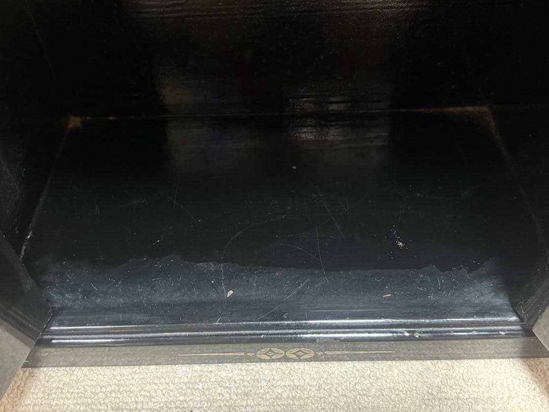 螺鈿付　山水人物図小箪笥　茶棚　送料込み260122