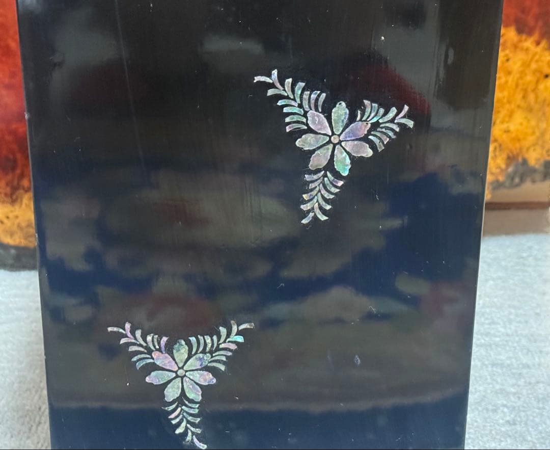 螺鈿付　山水人物図小箪笥　茶棚　送料込み260122