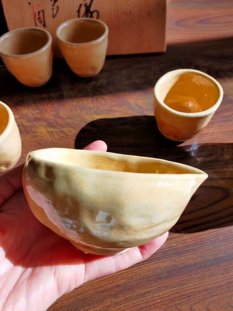 二六焼　茶器三ツ揃　蟹　松柏庵　佐々木二六　煎茶道具