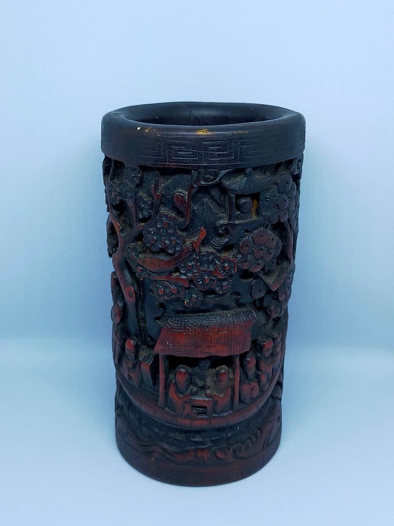 中国　筆筒　年代物