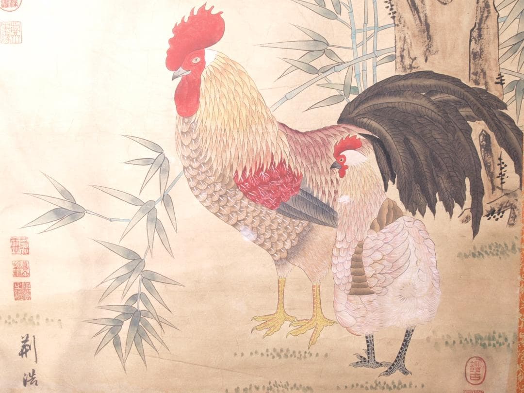 【骨董掛け軸 中国五代荆浩　 肉筆保證 　掛け軸　古美術 AK948A12-3