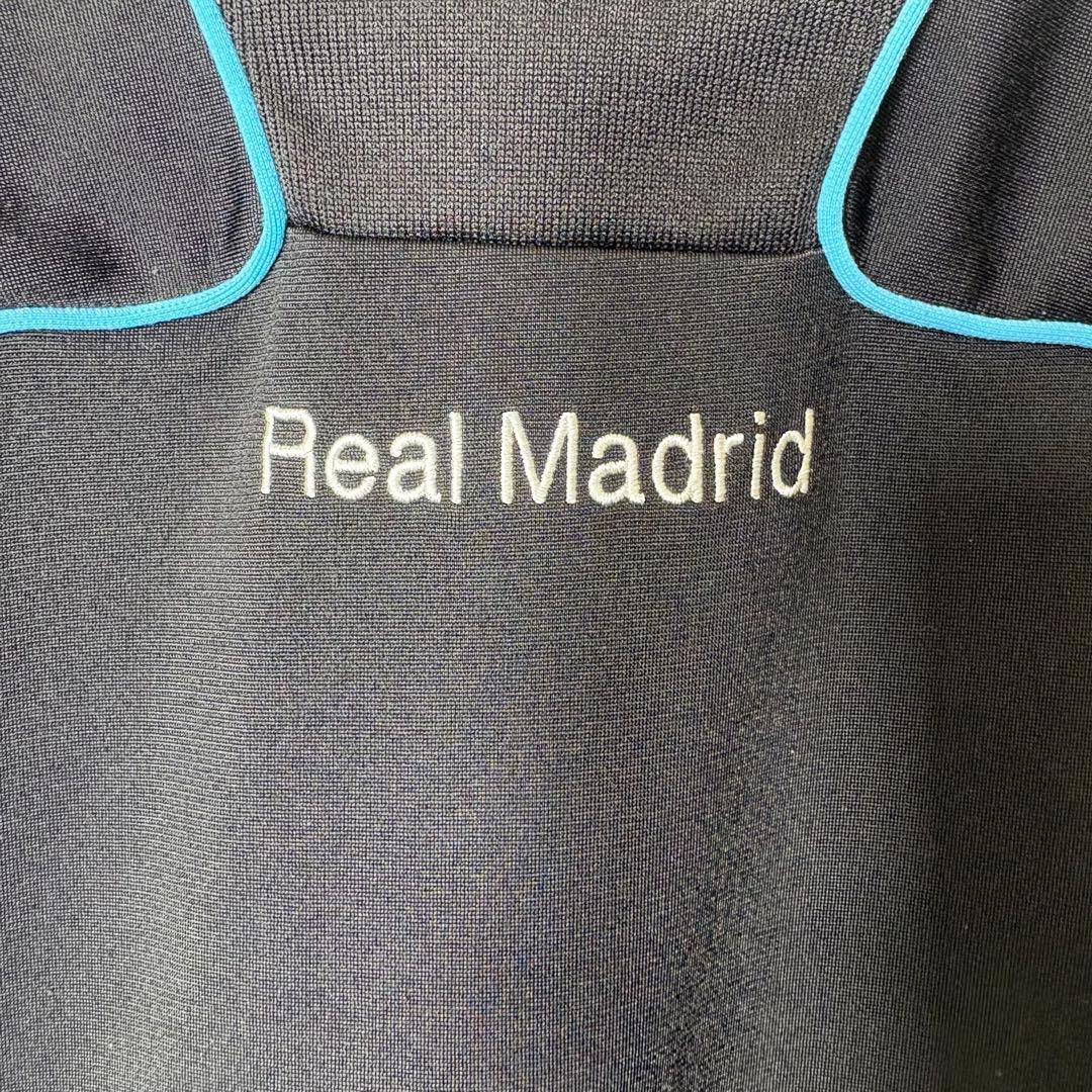 アディダス レアルマドリード 刺繍ロゴ トラックジャケット セットアップ　黒　L