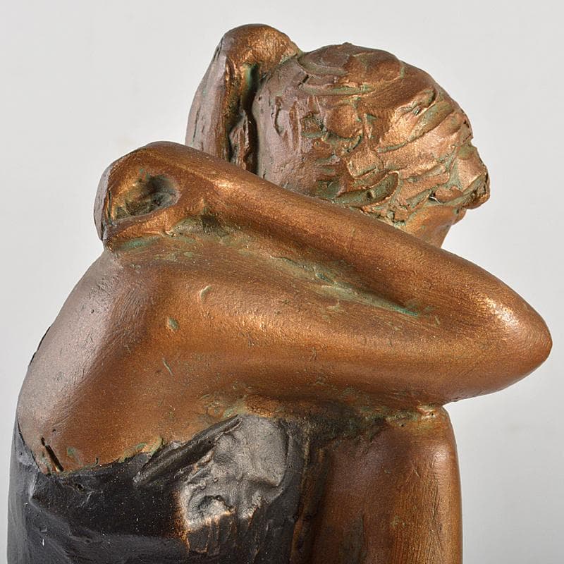 山本眞輔作　ブロンズ像　女性像　新しい暦　約3kg　証付　共箱　U　R7249B