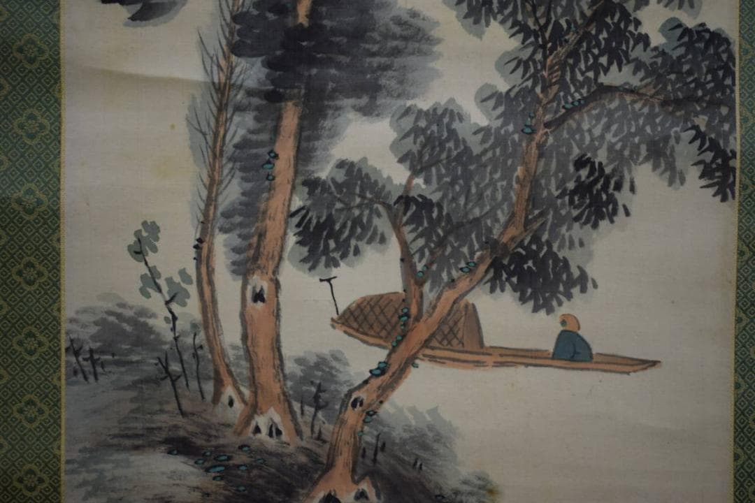 真作/赤松雲嶺/渓山清趣画賛/谿山清趣画賛/桐共箱付/布袋屋掛軸HE-383