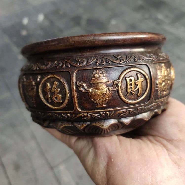 銅器 有求必応灰皿 祥雲紋香炉 装飾品 工芸品 置物