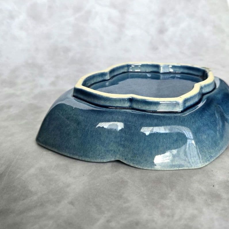 淡路　珉平焼 　変形皿　ドラゴン　龍　江戸　明治　アンティーク　骨董　金継ぎ