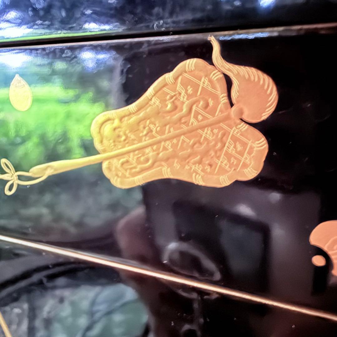 超限定1月23日20時迄‼️JAPAN『図替り宝尽くし』蒔絵梨地四段重台座付木箱入