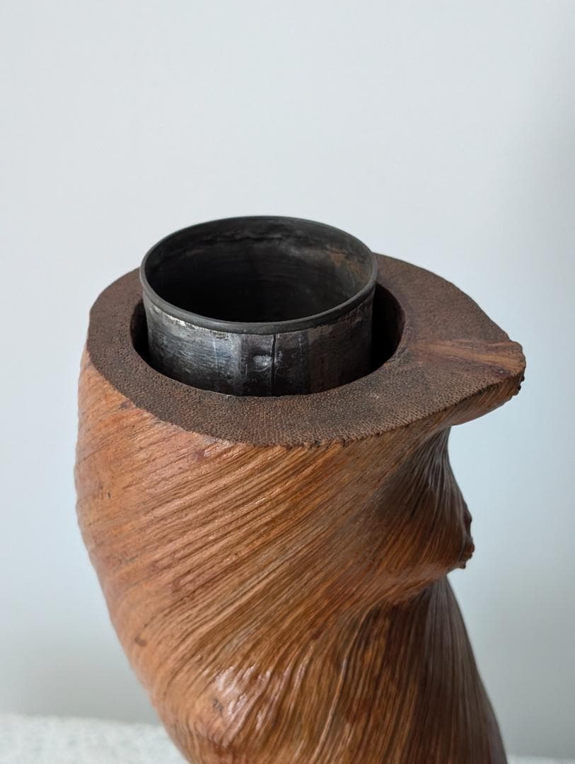 ビンテージ 40s 天然木 くり抜き オブジェ 一輪挿し プランター 戦前 希少