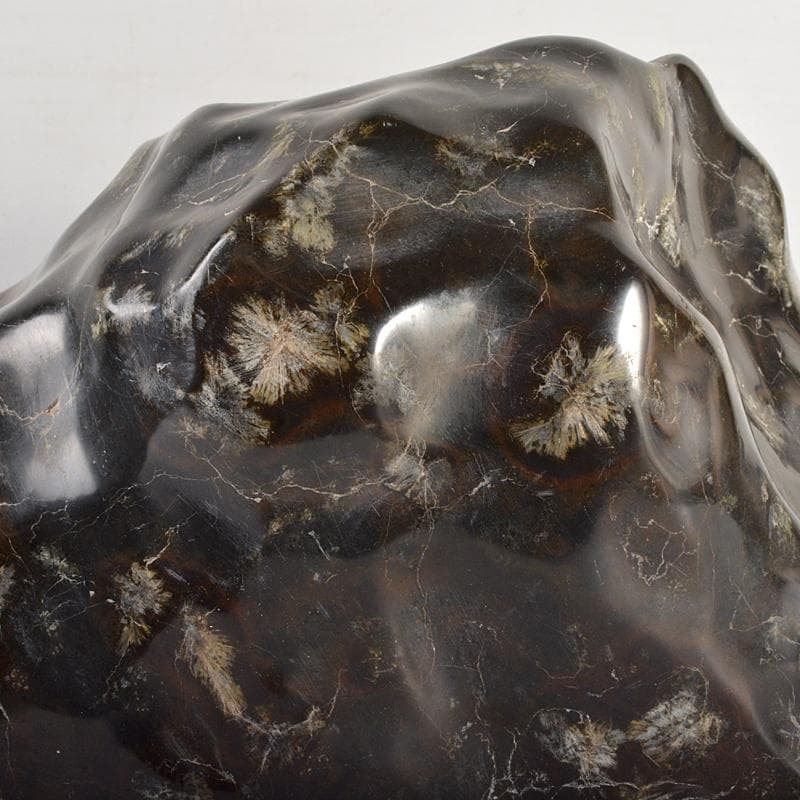 天然石　鑑賞石　梅花石　置物　重さ約24.8kg　唐木台付　M　R6821B