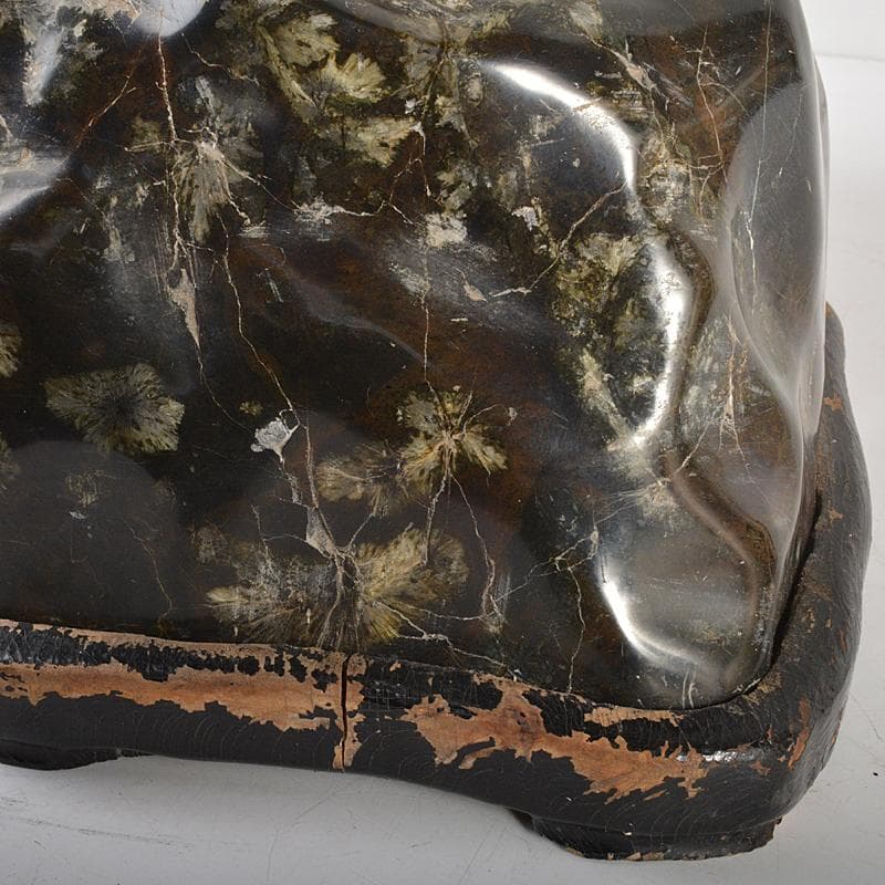 天然石　鑑賞石　梅花石　置物　重さ約24.8kg　唐木台付　M　R6821B