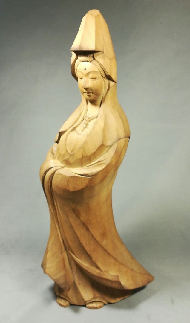 在銘あり　木彫　彫刻　観音像　置物　仏像