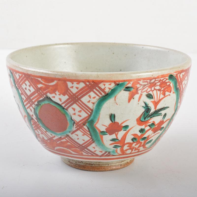 九谷焼　古九谷　大日本永楽　永楽善五郎造　赤絵　茶碗　又妙斎極め箱　MR6557