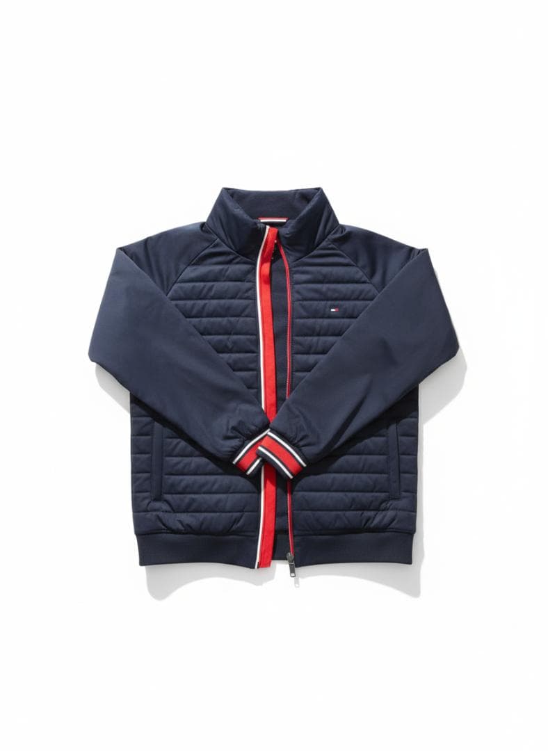 トミーヒルフィガーゴルフ ネイビー キルティングジャケット LL