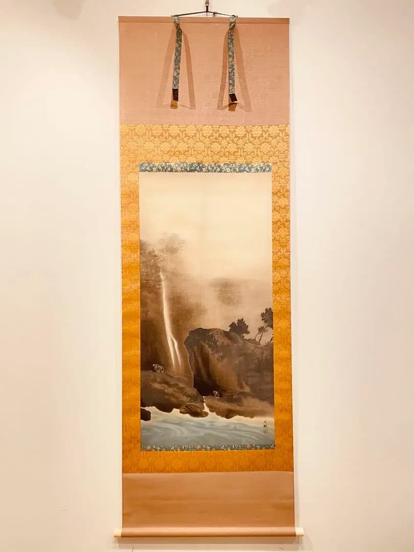 3068 横山大観 「曳船」 工芸印刷 絹本 日本画 掛軸 おもてなし