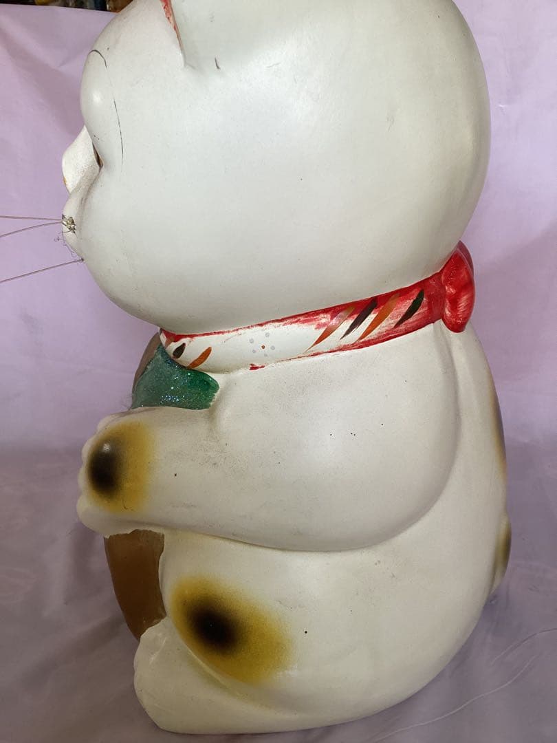 縁起物　特大　陶器 招き猫 金運 36cm 開運招福　貯金箱　ヒゲ付き