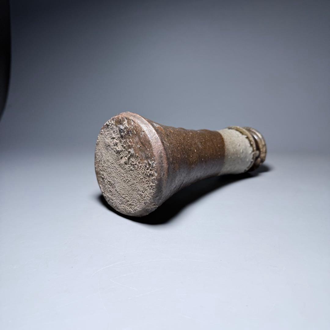 古唐津　花生　共箱　古美術　枯れの美　釉薬の流れ　19cm　蒐集家放出品