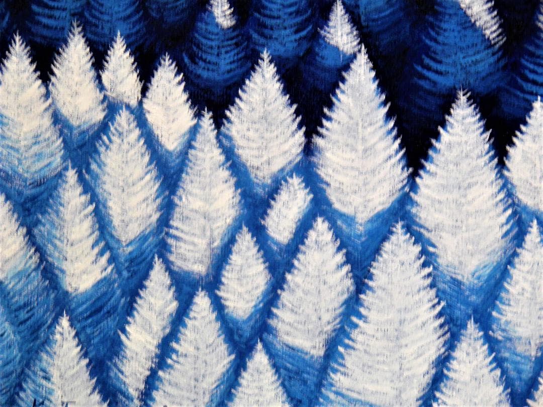 ★樹氷の落葉松林・肉筆油彩画・F6