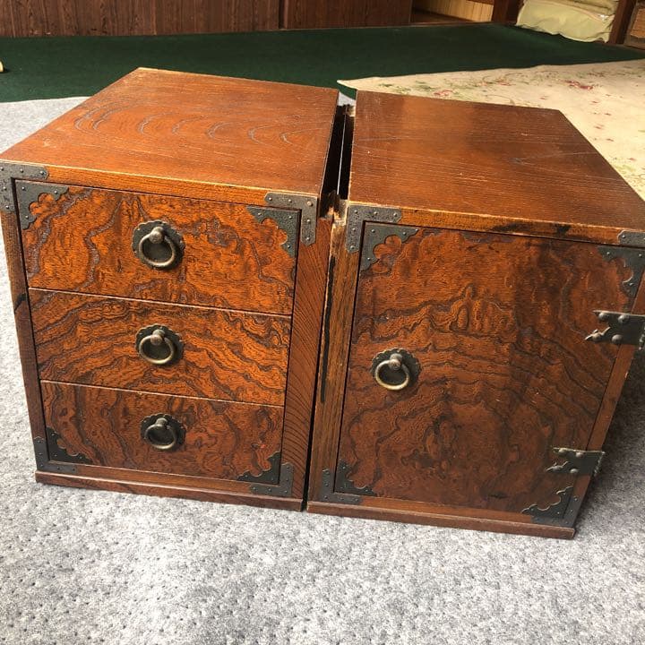 R★書道　机　ミニ箪笥　骨董　アンティーク①扉