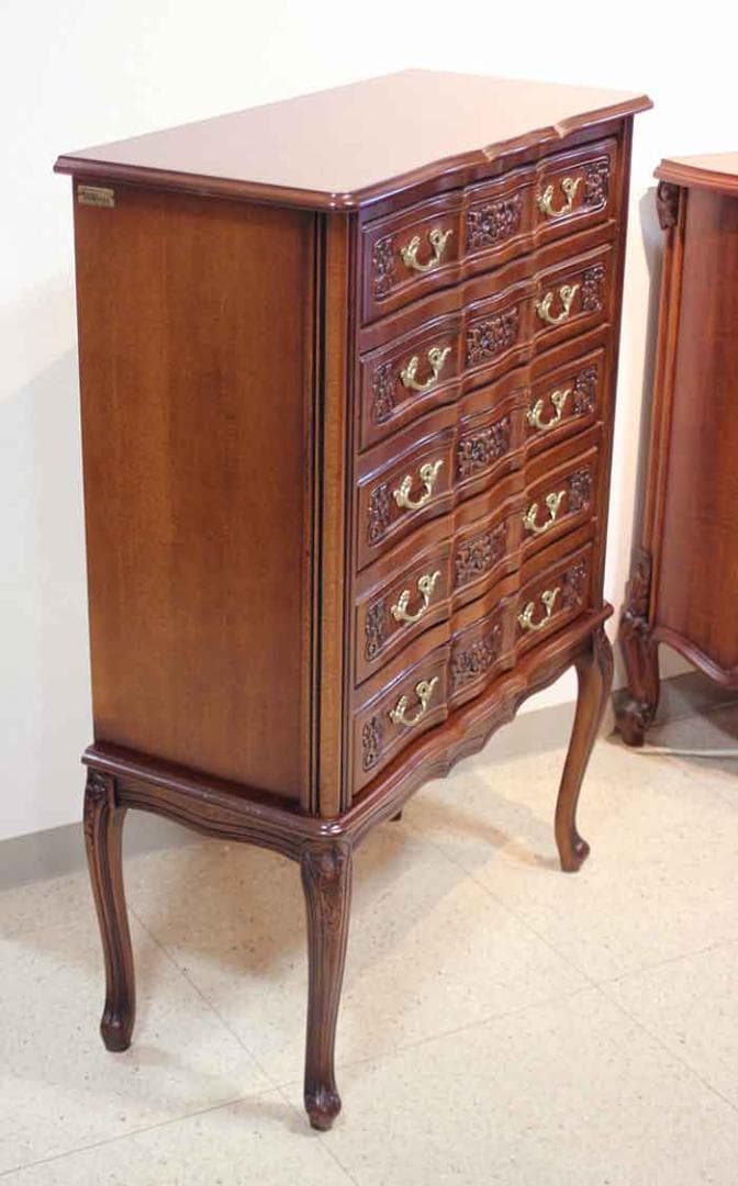 イタリア チェスト 5段 ネコ脚 彫刻 クラシック アンティーク 240