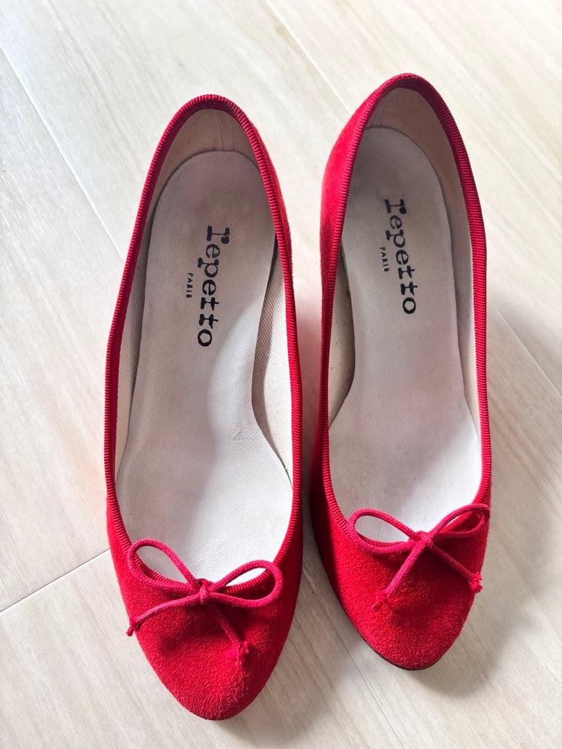 Repetto パンプス　ジゼル　赤 リボン付き　スエード　美品