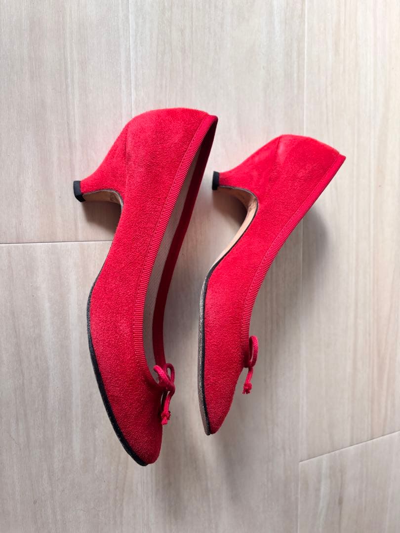 Repetto パンプス　ジゼル　赤 リボン付き　スエード　美品