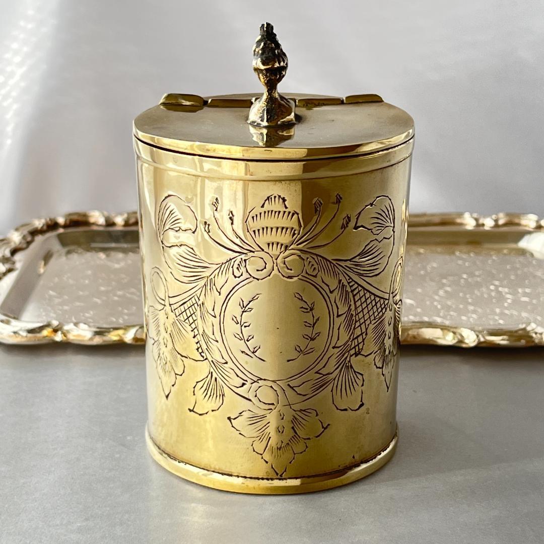 【英国】騎士のティーキャディー【シルバープレート】ゴールド