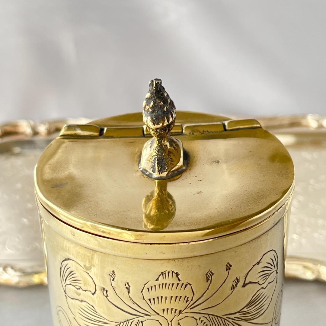 【英国】騎士のティーキャディー【シルバープレート】ゴールド